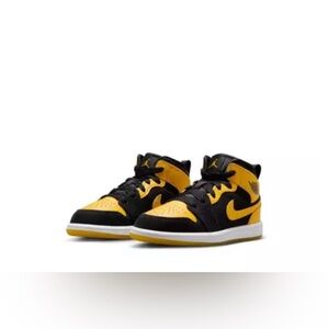 Kids' Air Jordan 1 Mid SE Black Varsity Maize-White